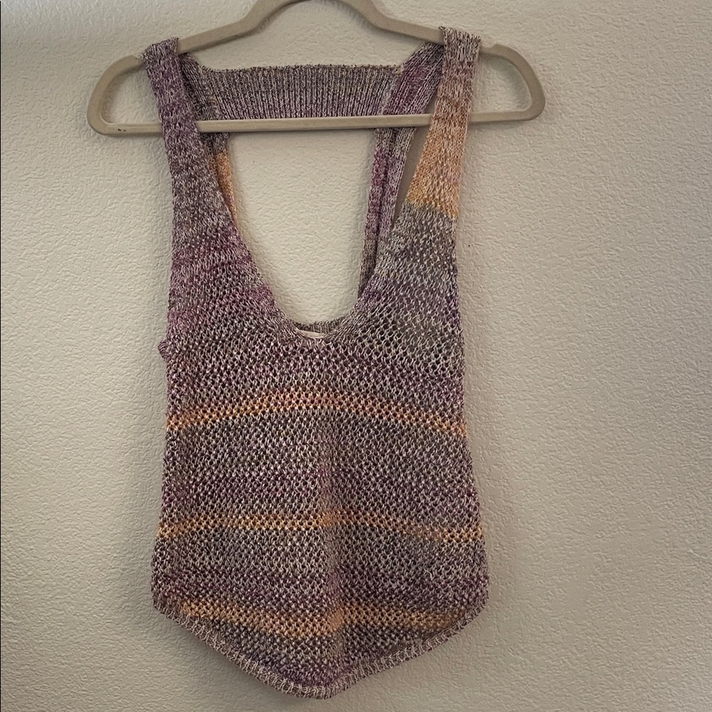 We The Free pastel Purple and Tan wide Knit Tank Top S